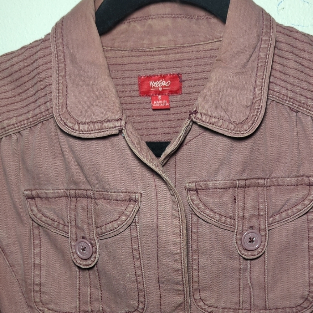 Mossimo Utility Jacket Dusty Pink Y2K 100% Cotton Pockets Short Women's Size S - Picture 3 of 9